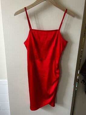 Red Slip Satin Dress - Women